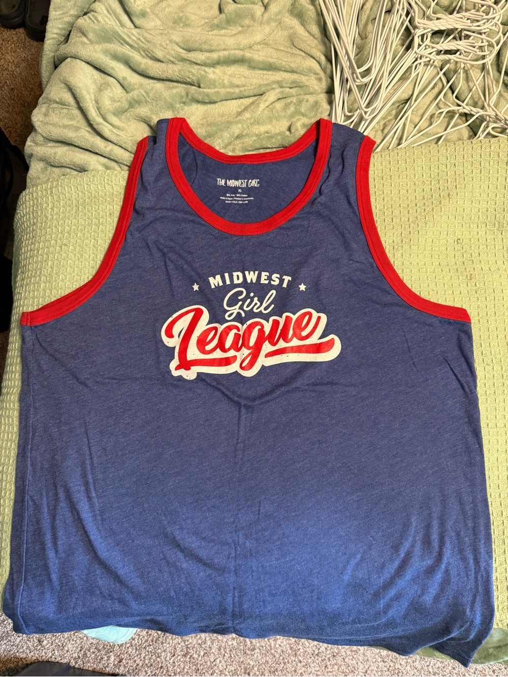 Midwest Girl League Blue Tank Top with Red Trim